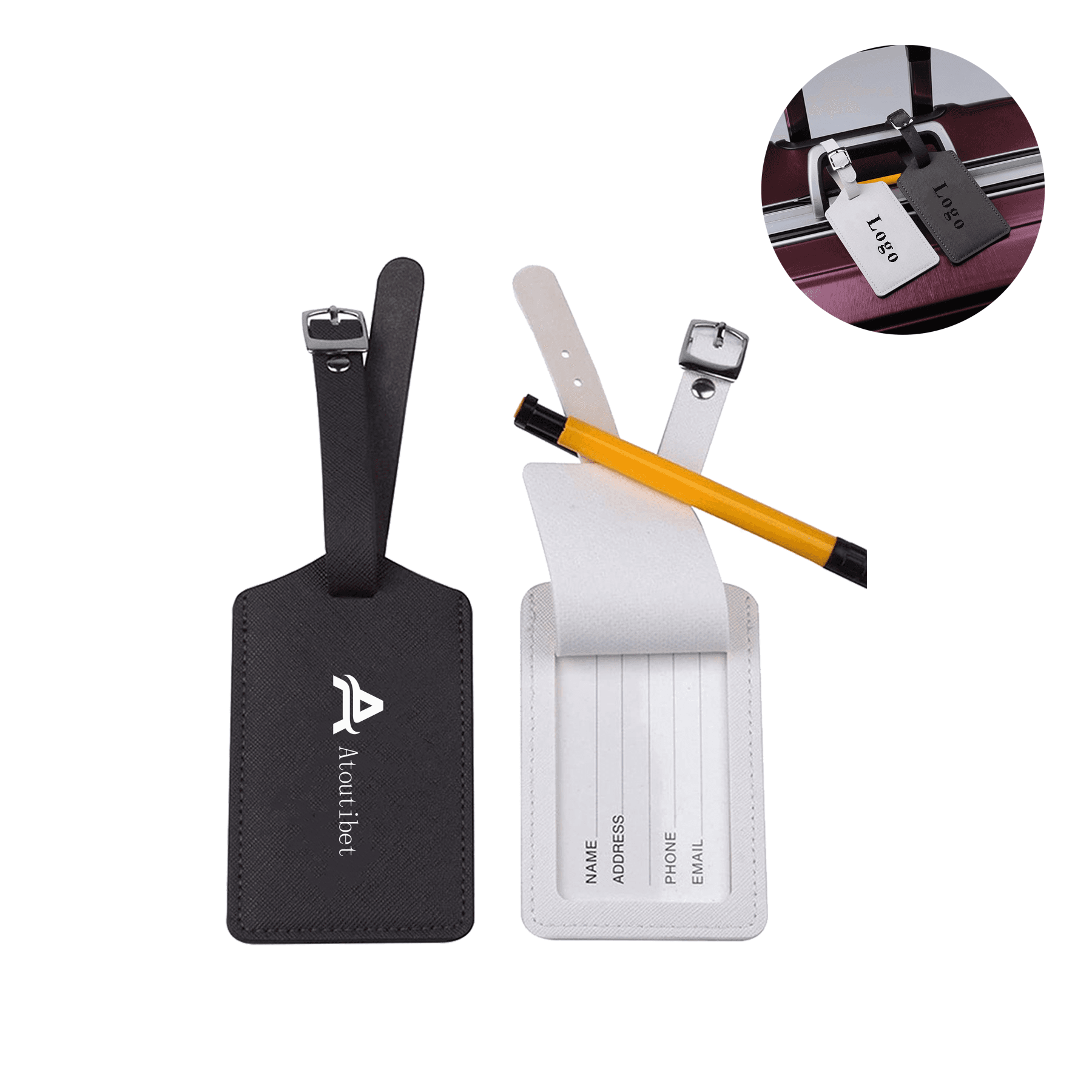 PU embroidery luggage tag