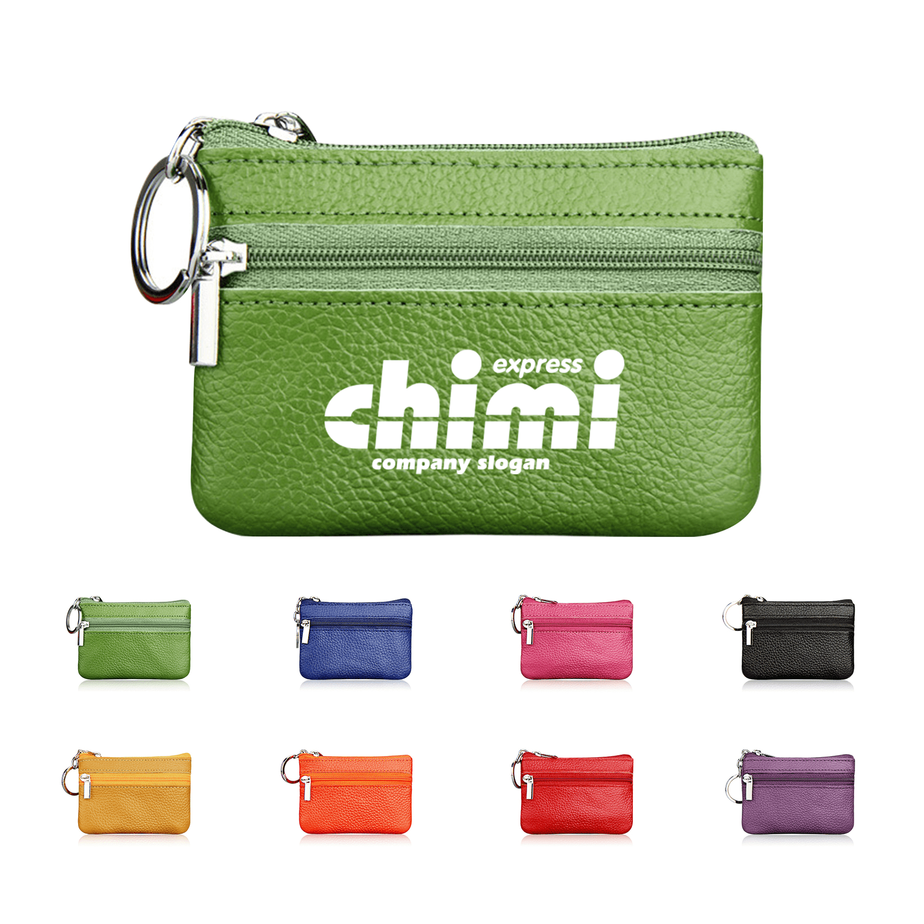 Women Casual Mini Coin Purse Key Ring Zipper Leather Wallet