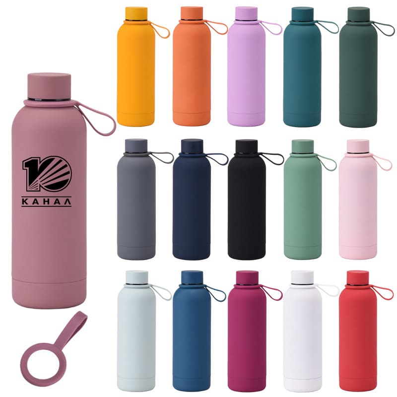 17 oz Stainless Steel Water Bottle with Strap