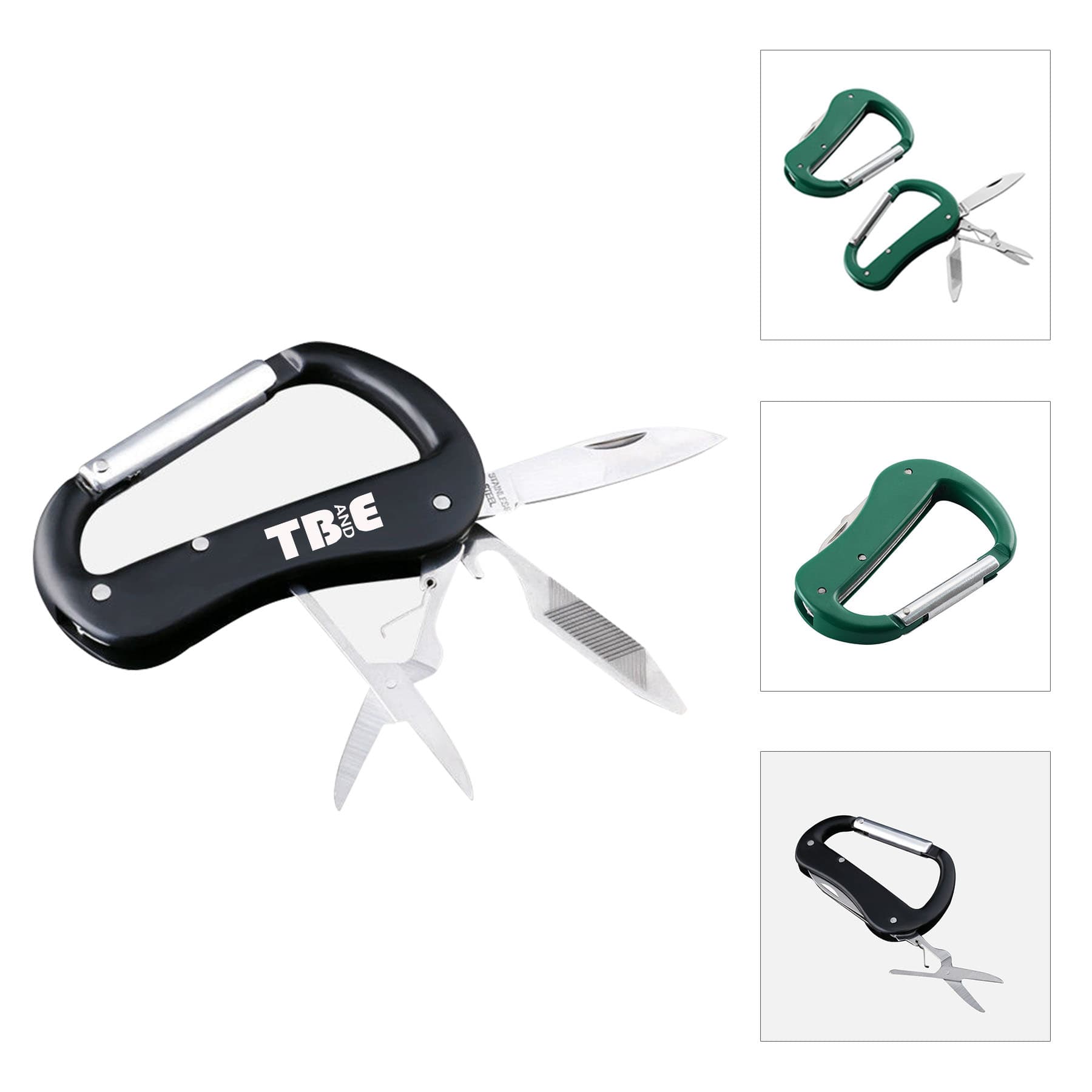 Multitool Carabiner With Knife, Opener and Scissors