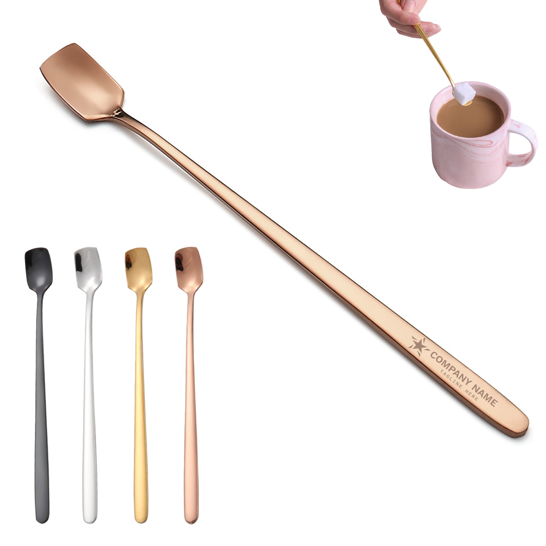 Stainless Steel Square Head Long Stirring Spoon