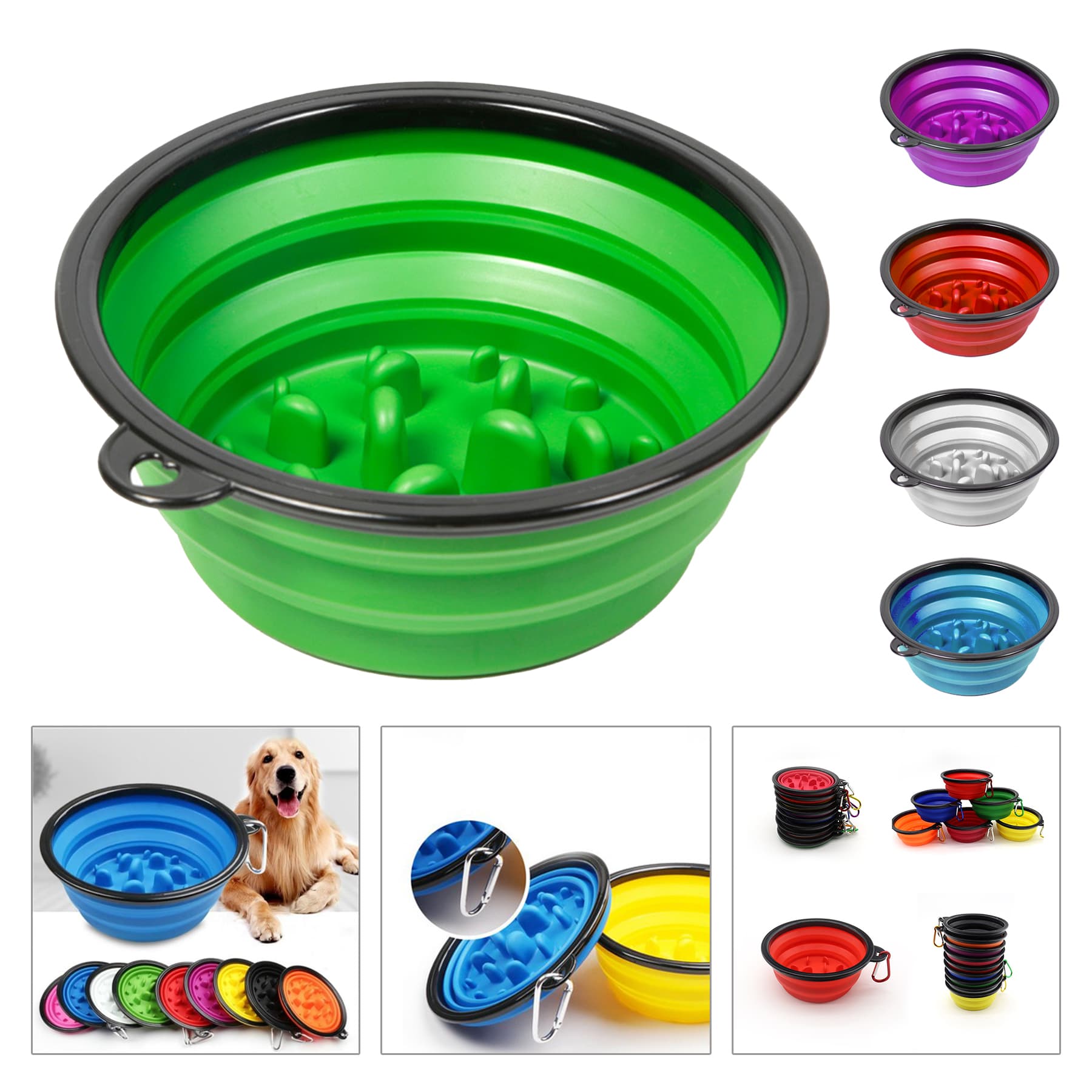 Collapsible Dog Slow Feeder Bowl