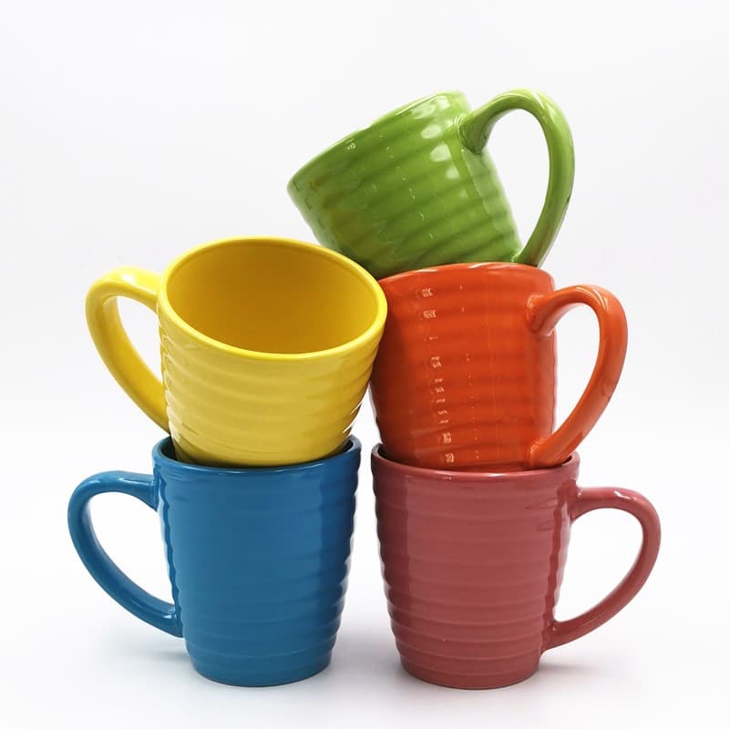 11 Oz Striped Embossed Mug