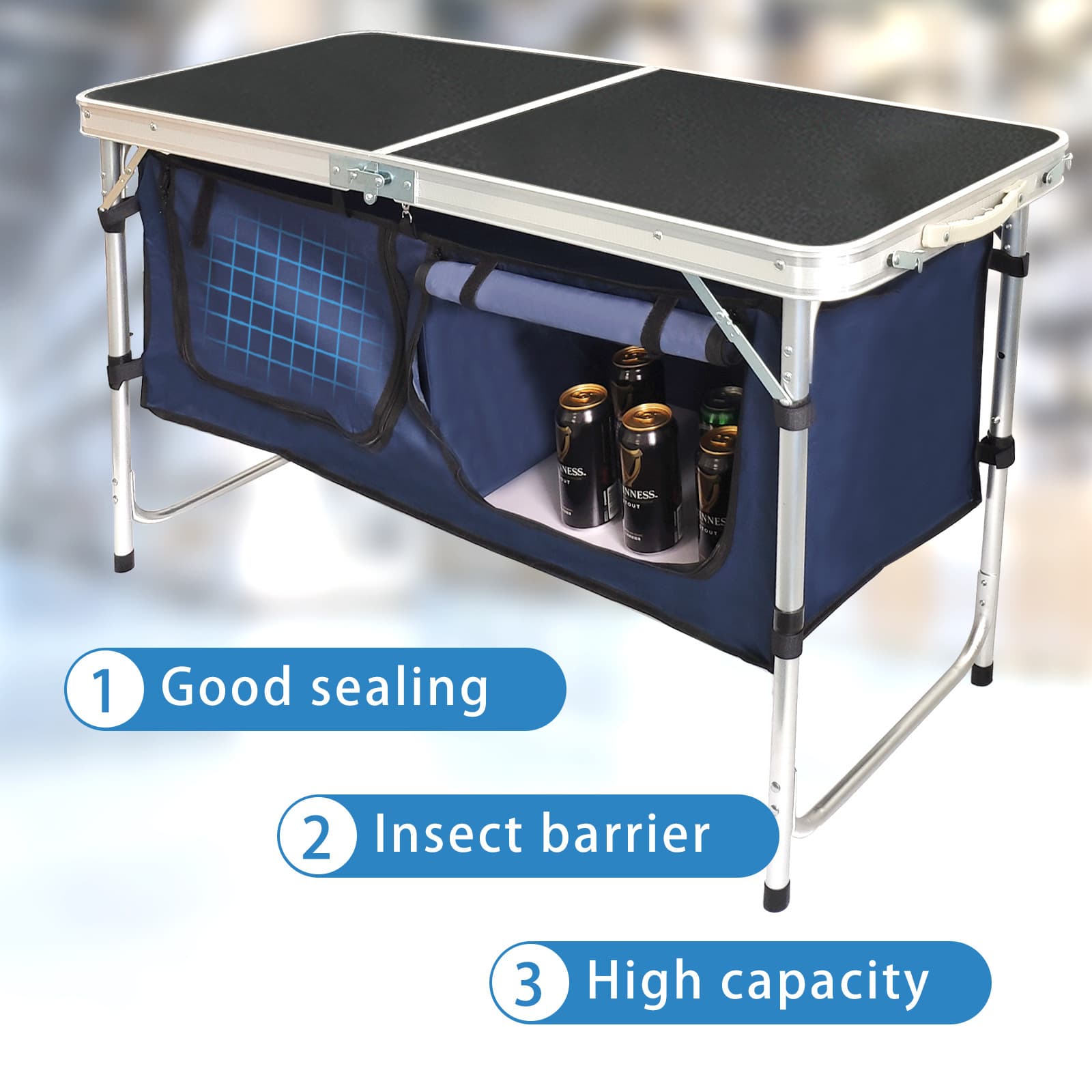 Camping Table with Adjustable Legs for Beach