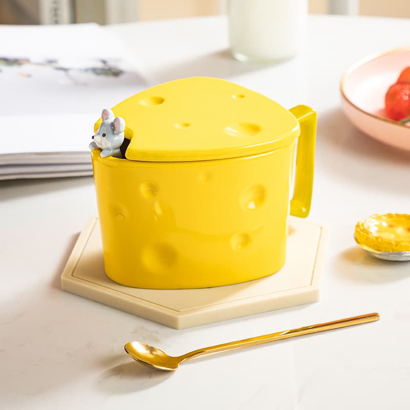 Cheese Shaped cup lids and a golden spoon thumbnail 2