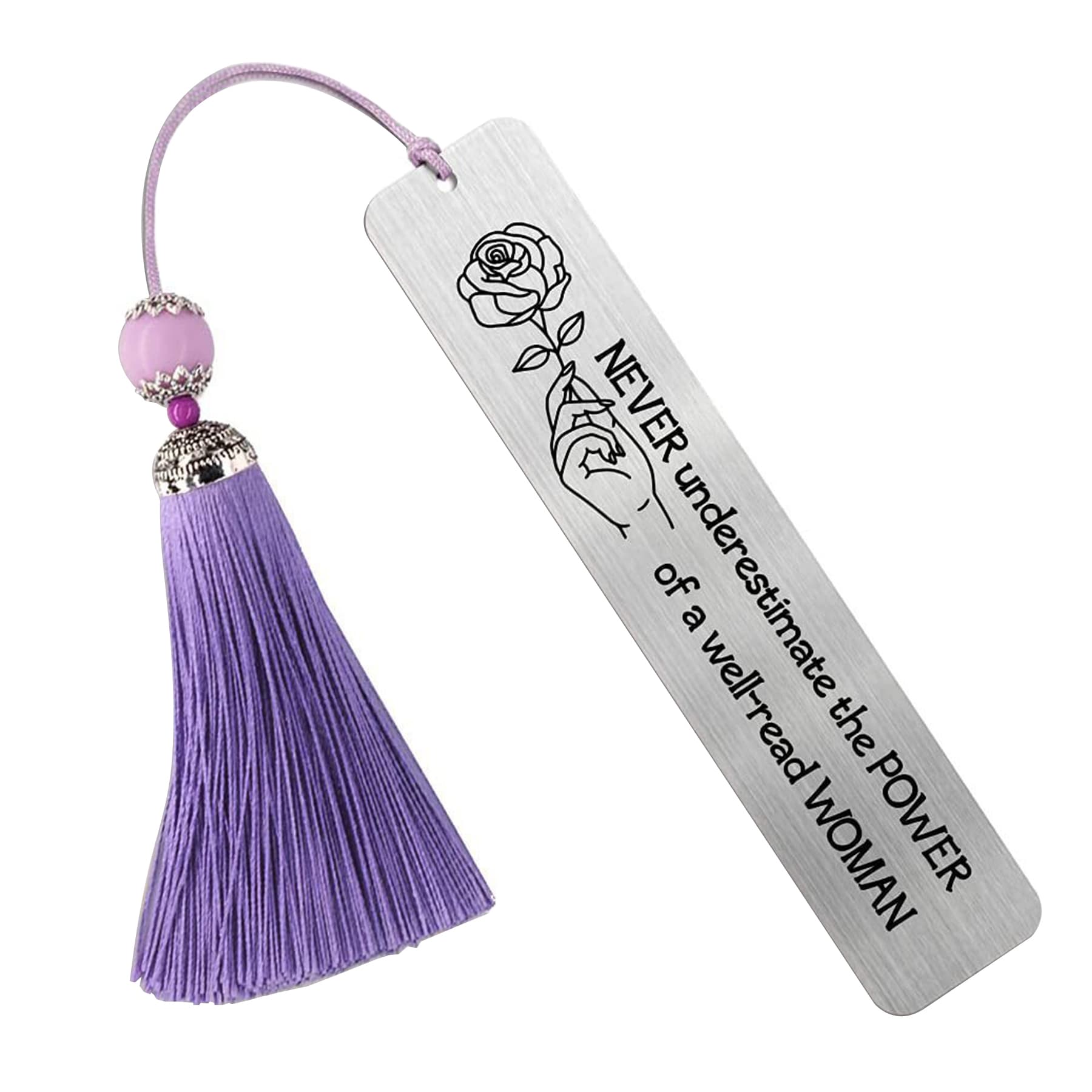 Rectangle Stainless Steel Bookmark with Tassel thumbnail 6