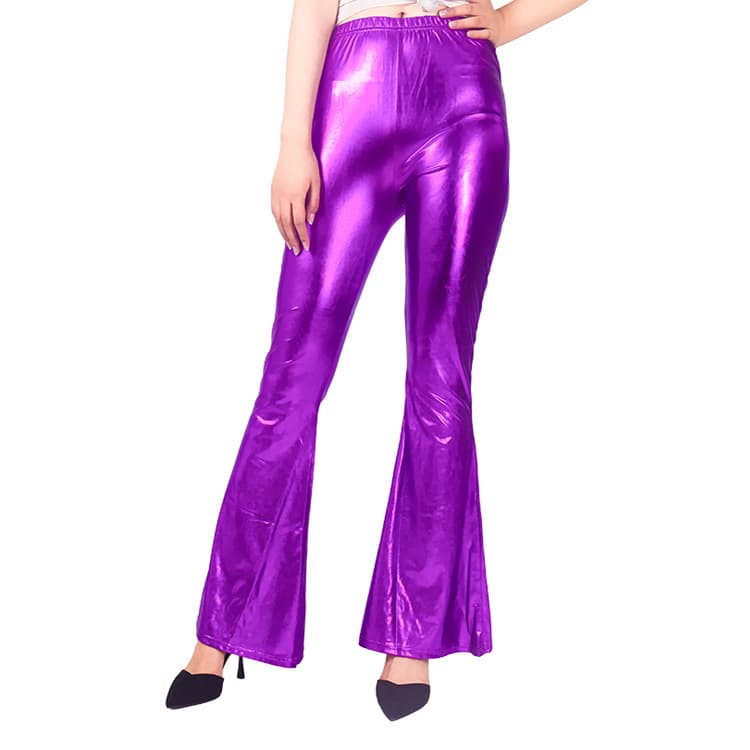 High Waist PU Leather Bell Bottom Pants for Women thumbnail 2