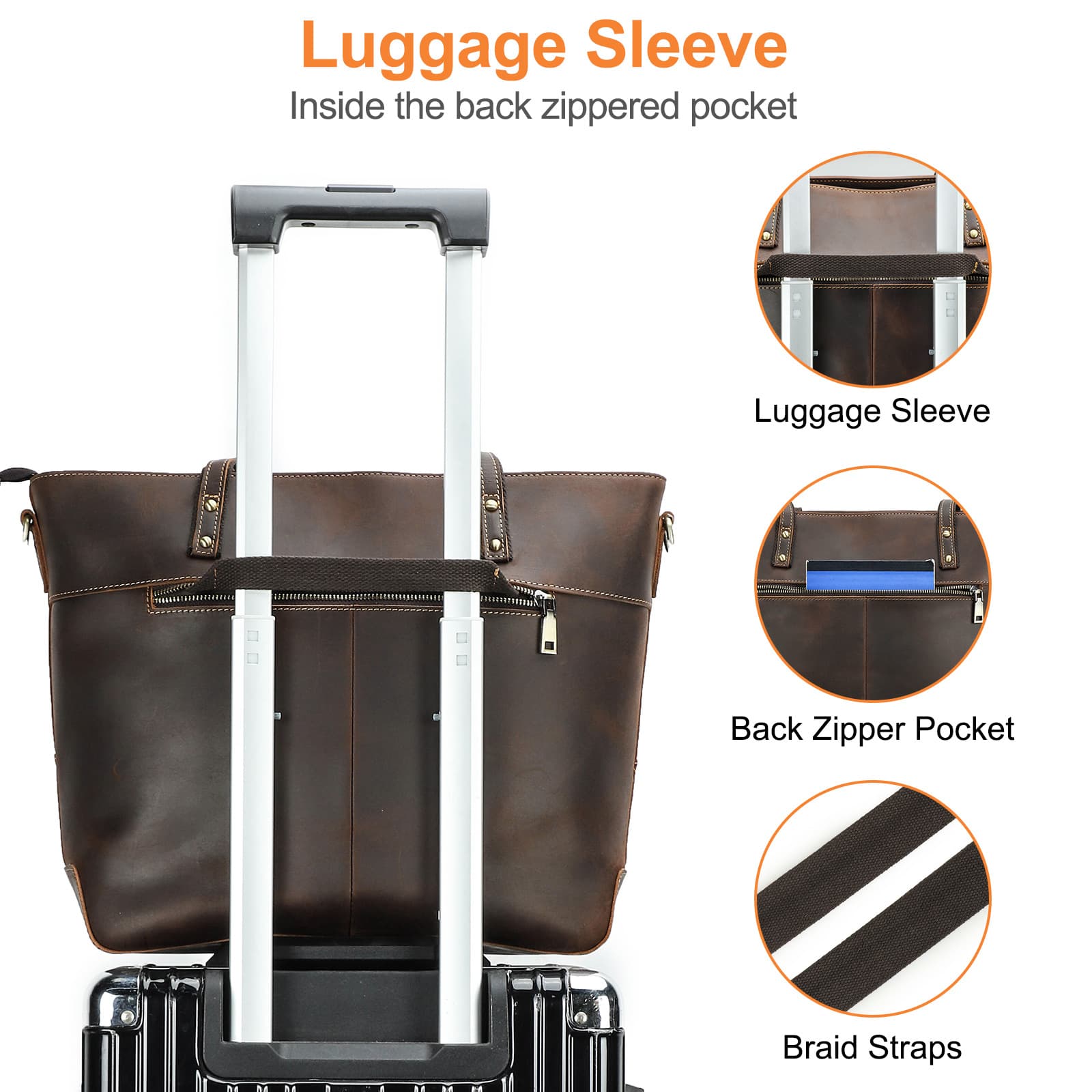 Genuine Leather Large handheld Laptop Cross-body Bag thumbnail 4