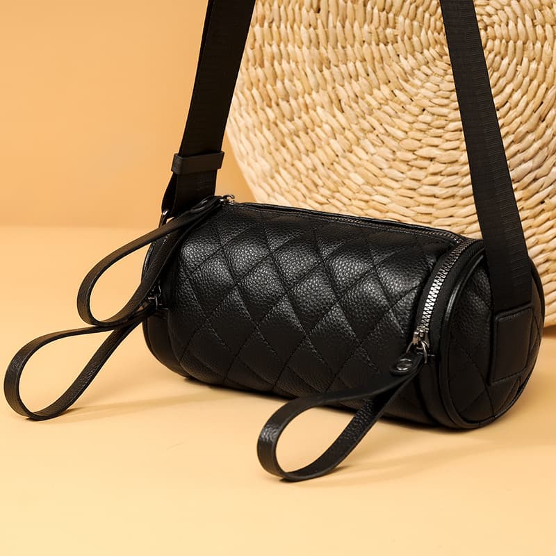 Real Leather Cylinder Crossbody Shoulder Bag thumbnail 2