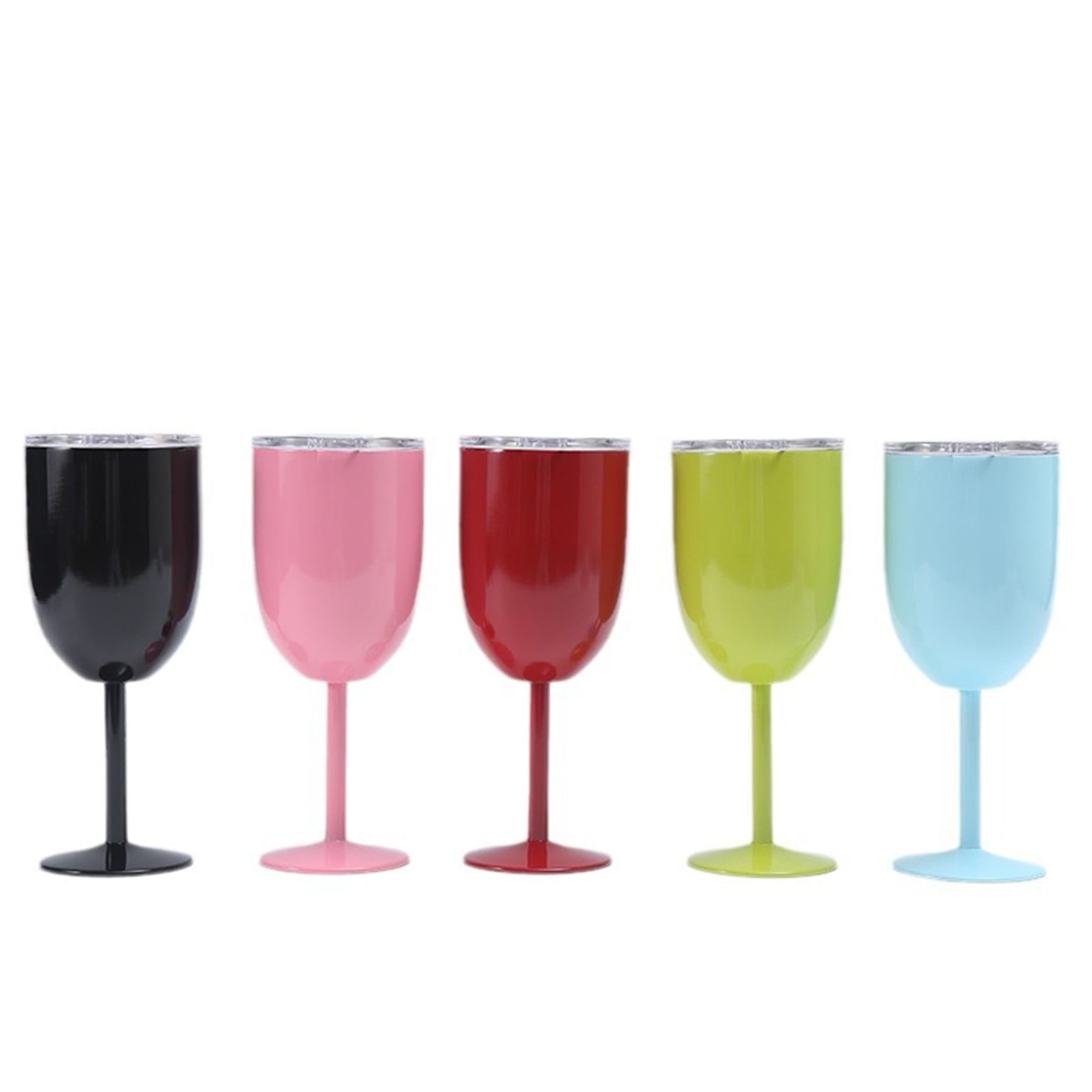 10Oz Stainless Steel Wine Goblet With Lid thumbnail 11