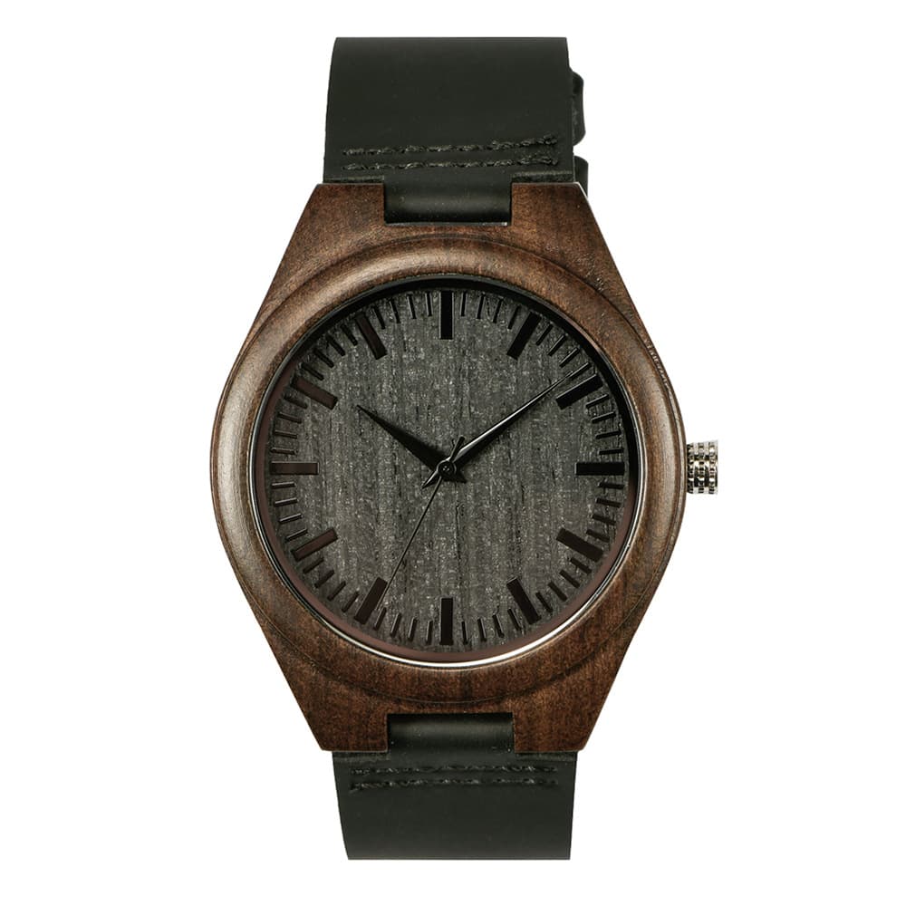 Wood Watch with Leather Strap