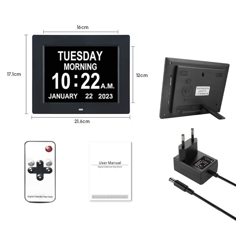 8 Inch Digital Day Calendar Clock thumbnail 4