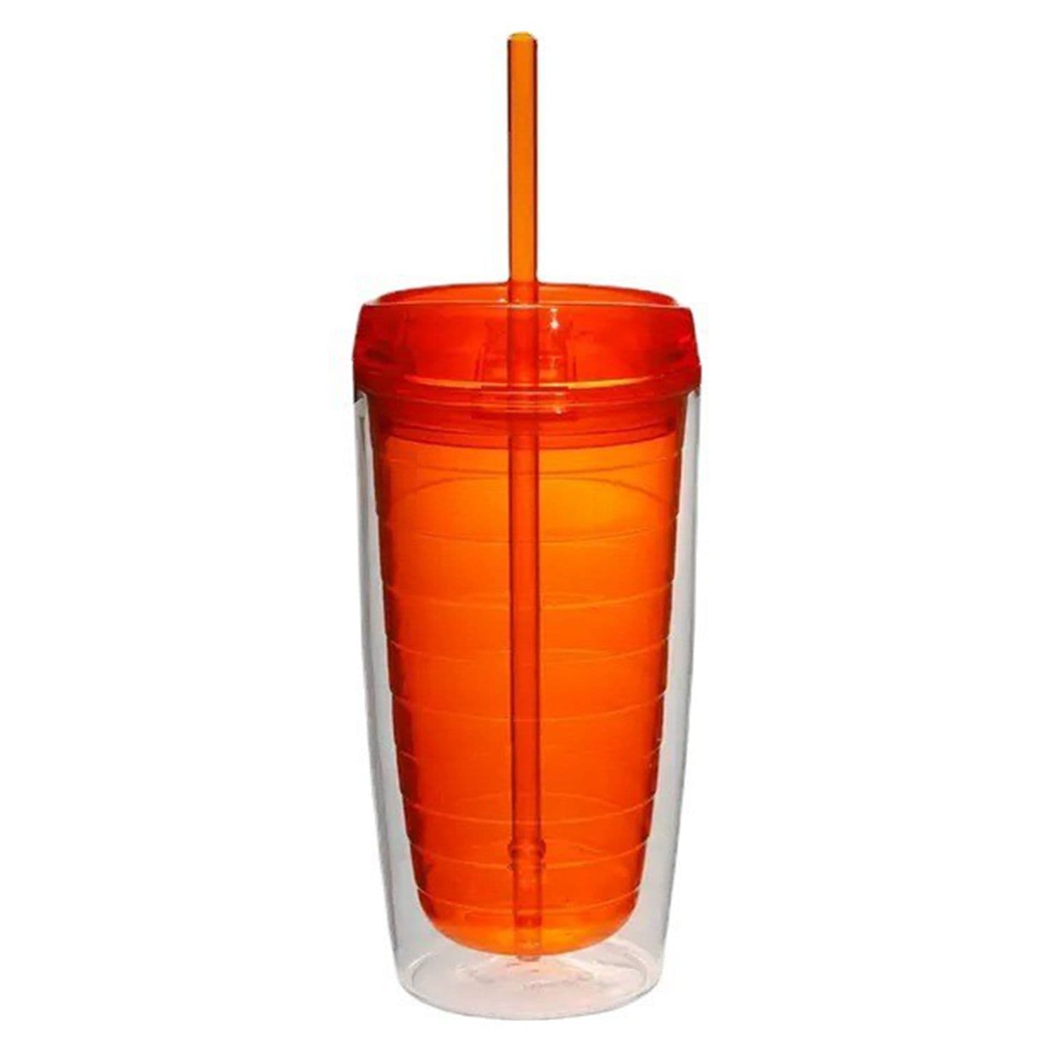 16 Oz Double Wall Reusable Acrylic Tumblers With Straw Lid thumbnail 2
