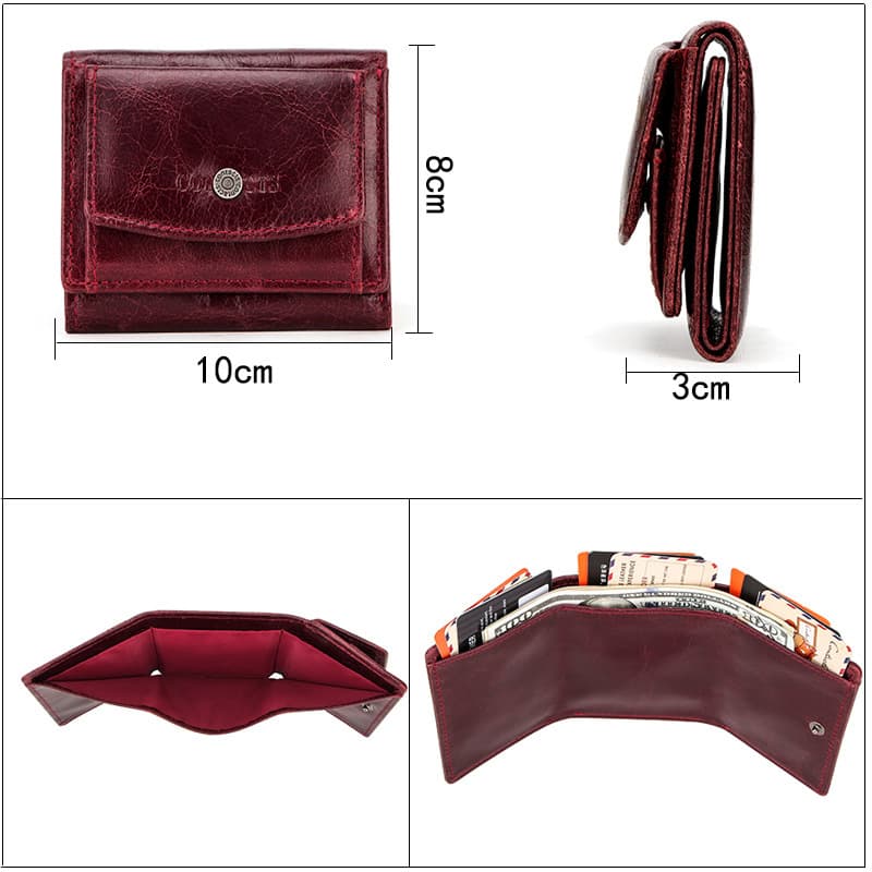 Genuine Leather RFID 3 fold Waterproof Street trend Wallet thumbnail 6