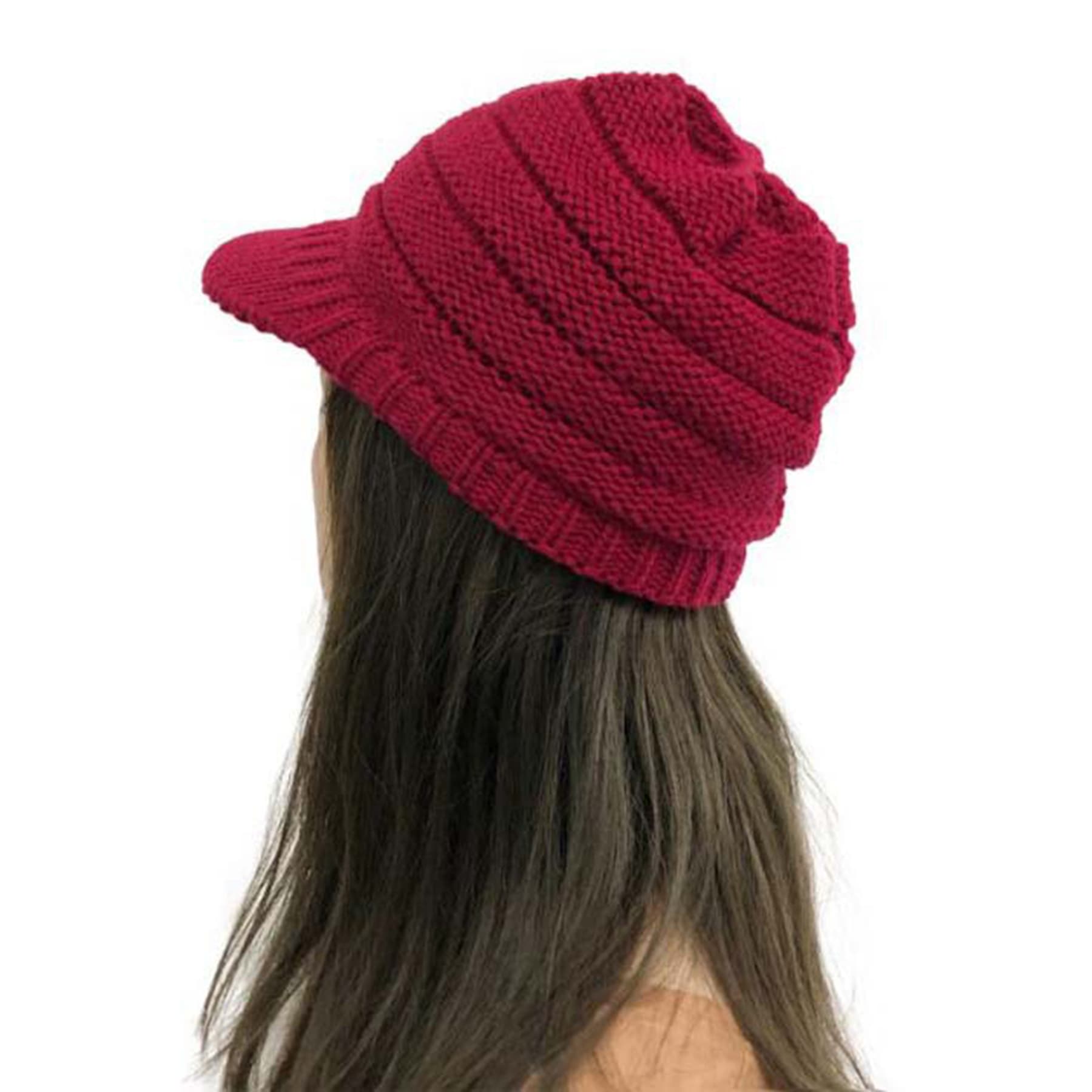 Knitted Baseball Cap With Pony Tail Hole thumbnail 3