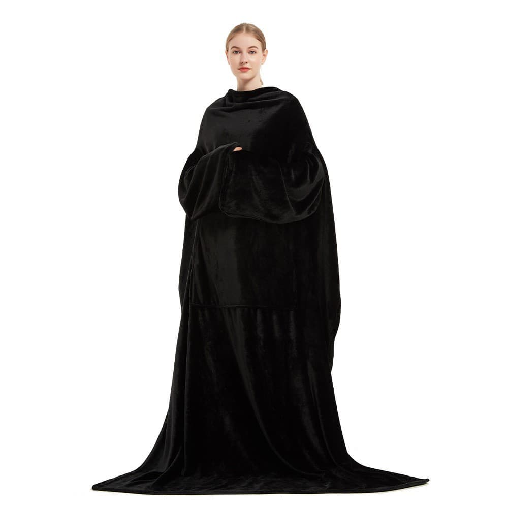 Soft Warm Large Fleece Plush Sleeved Wrap Robe Blanket thumbnail 8