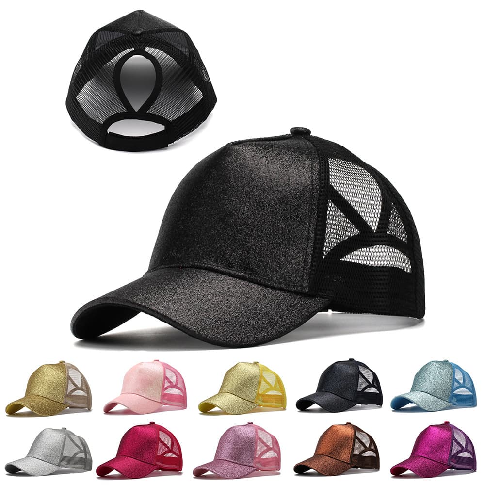 Ponytail Vintage Sports Glitter High Bun Hat thumbnail 6