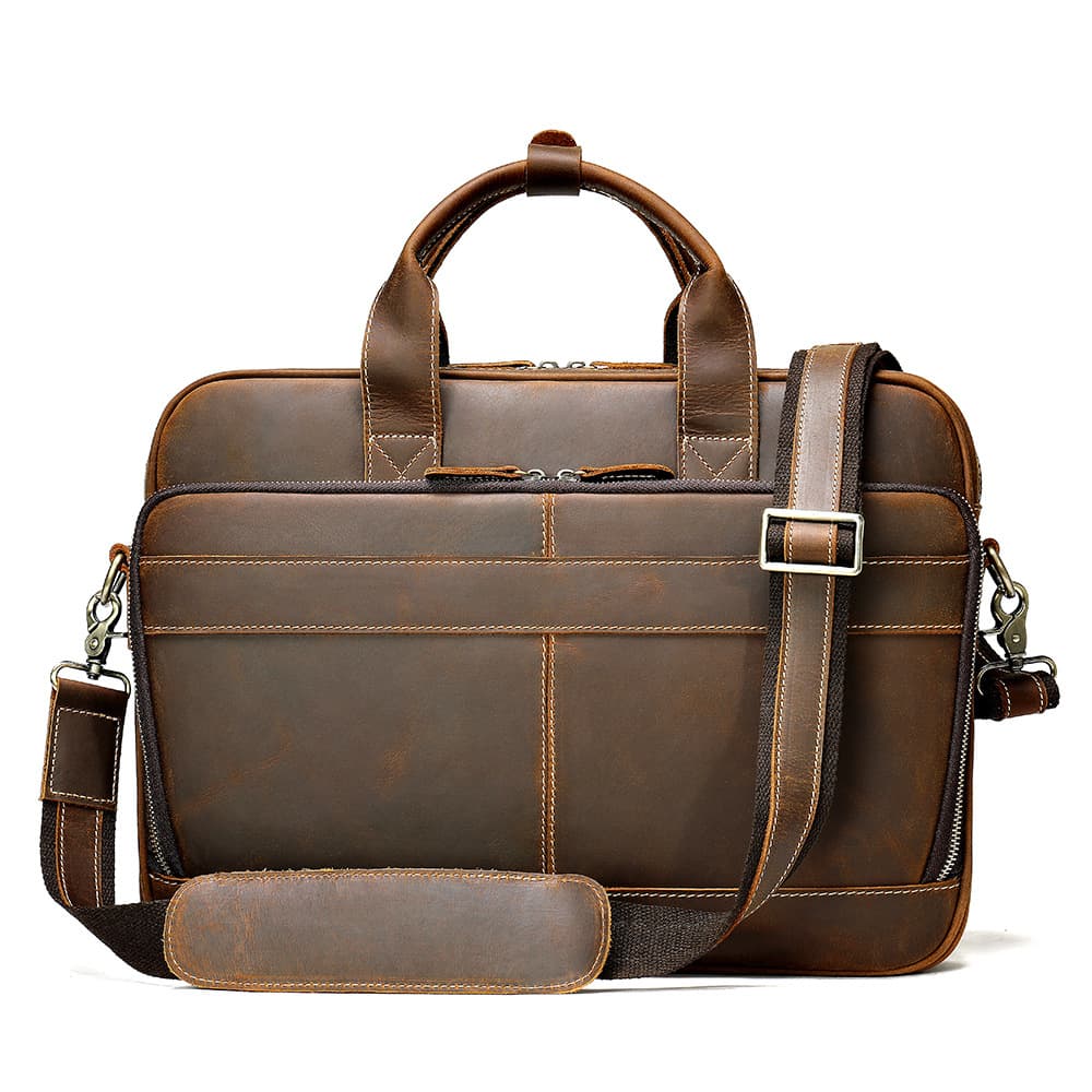 14 Inch Laptop Genuine Leather Men's Handbag Briefcase thumbnail 3