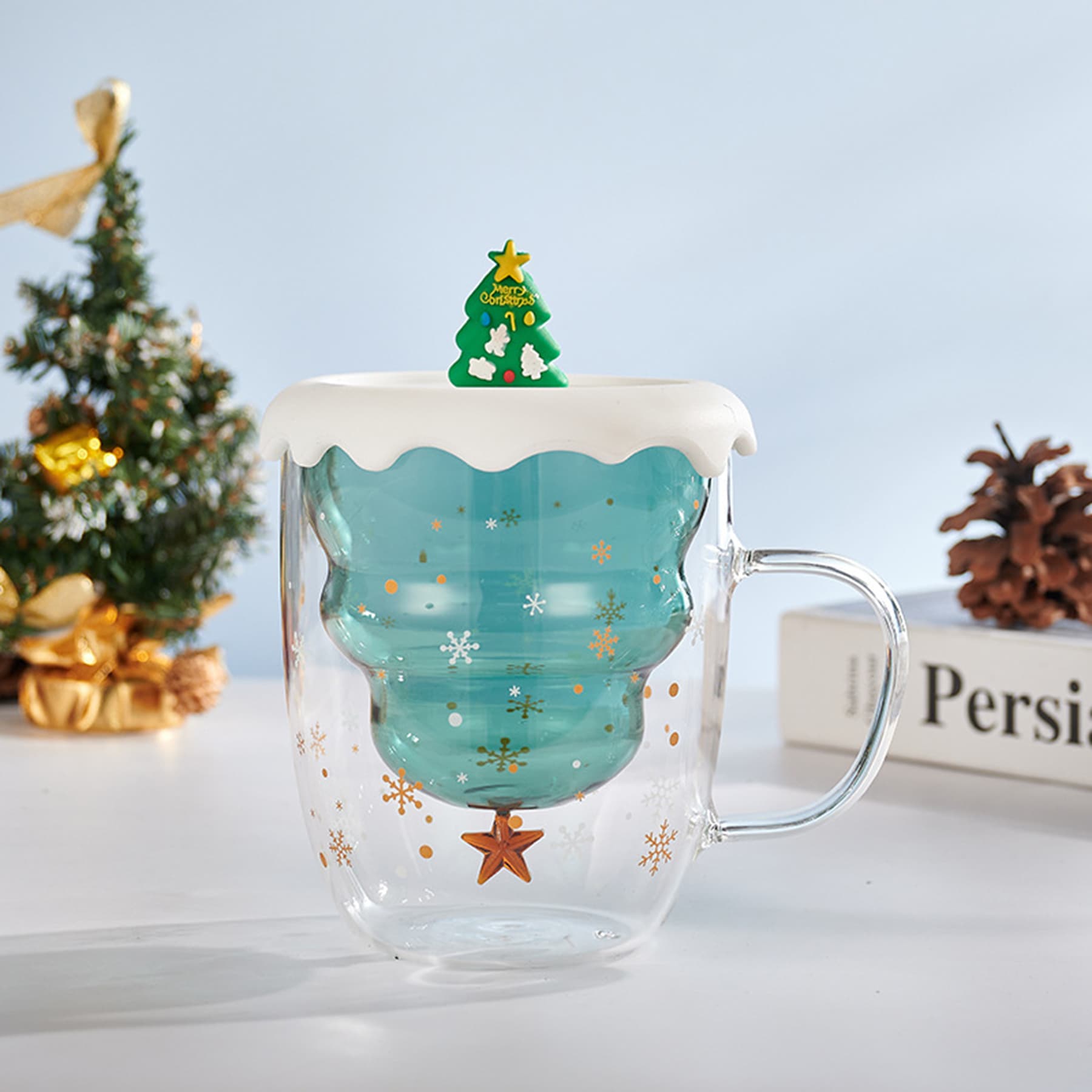 10 Oz Double Wall Christmas Glasses Coffee Mug thumbnail 5
