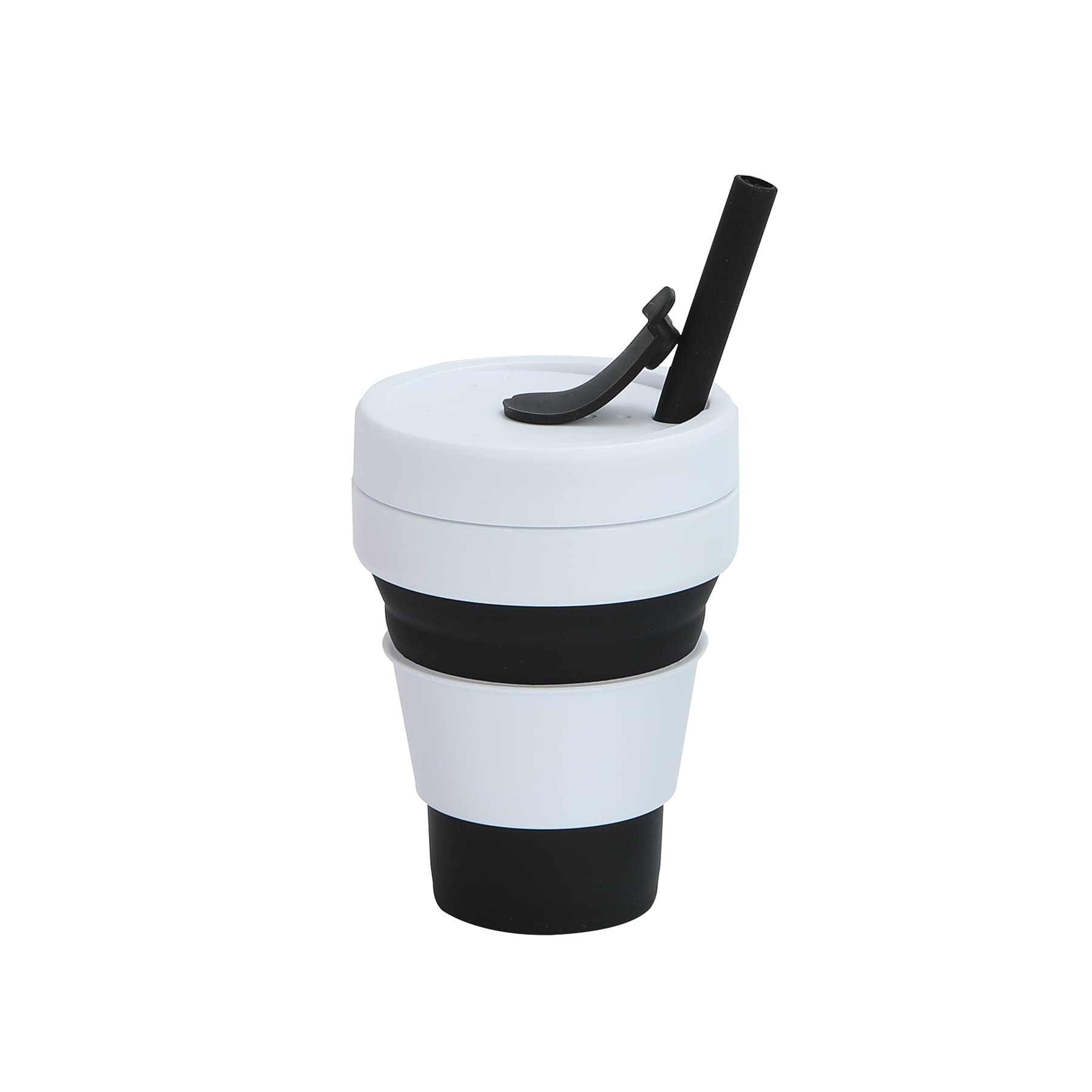 12 OZ Collapsible Foldable Silicone Travel Cup with Straw