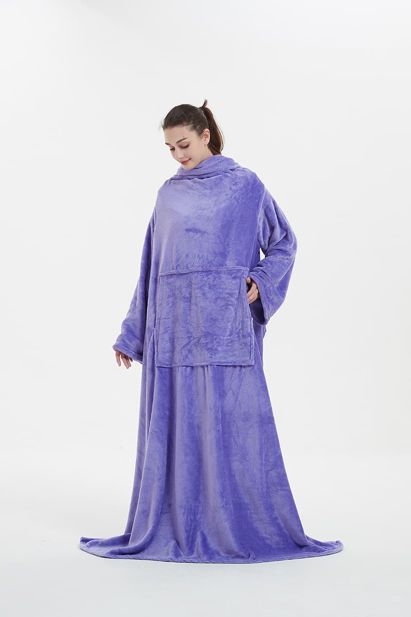 Soft Warm Large Fleece Plush Sleeved Wrap Robe Blanket thumbnail 9
