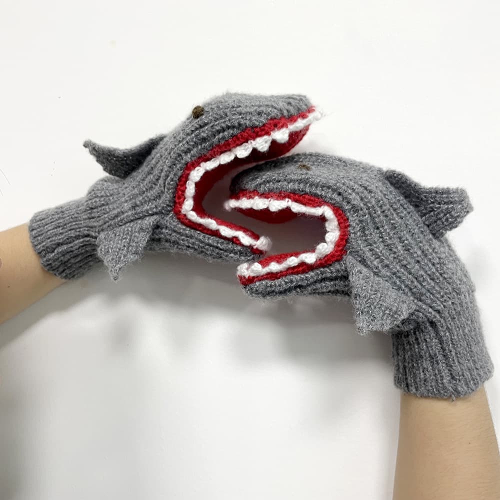 Polyester Mittens Knitted Shark Gloves thumbnail 2