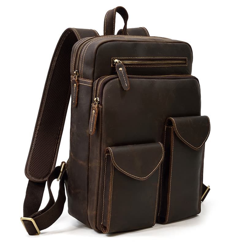 Business Work Genuine Leather Backpack thumbnail 3