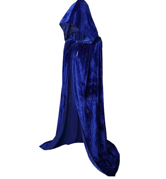 Hooded Long Reversible Velvet Robe Cape