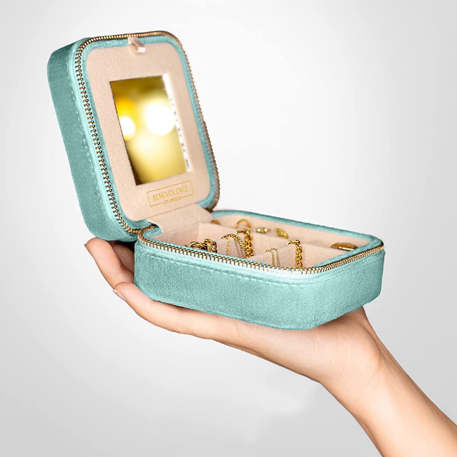 Plush Velvet Travel Jewelry Box Organizer thumbnail 3