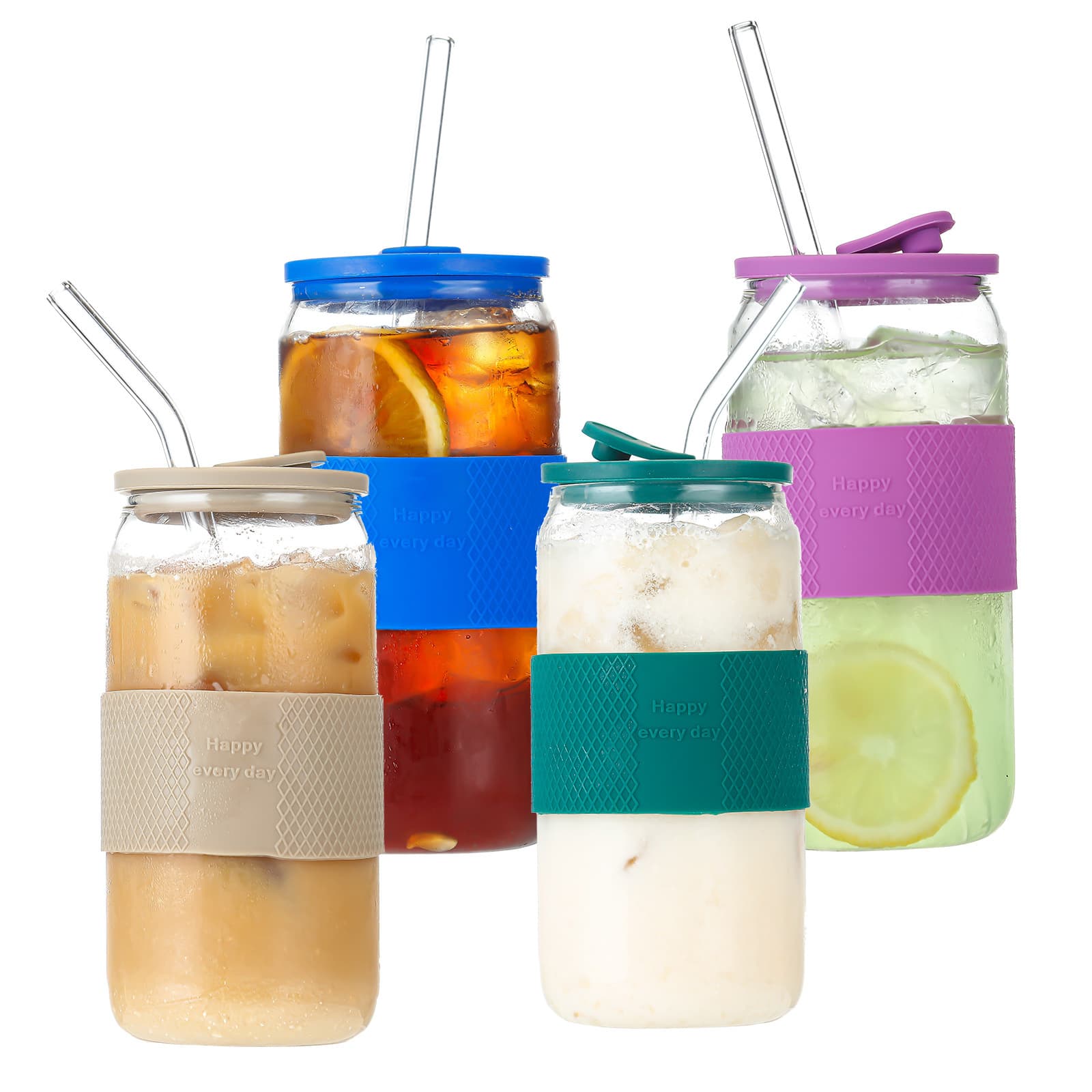 16oz Can Shaped Glass Cups with Silicone Sleeve thumbnail 4