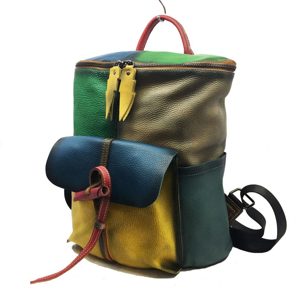 Genuine Leather Vintage contrast backpack