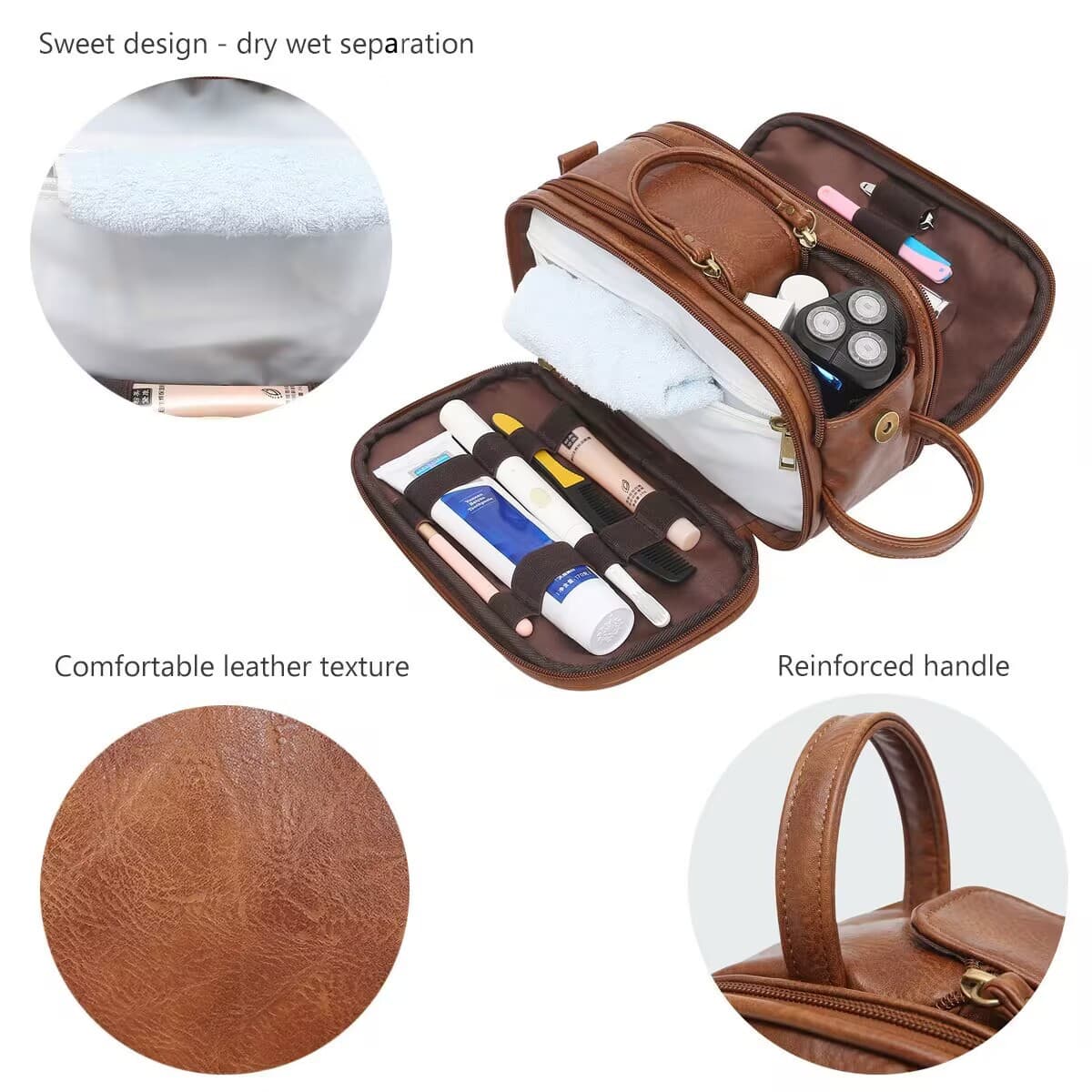 Large Travel PU Leather Cosmetic Bags thumbnail 2
