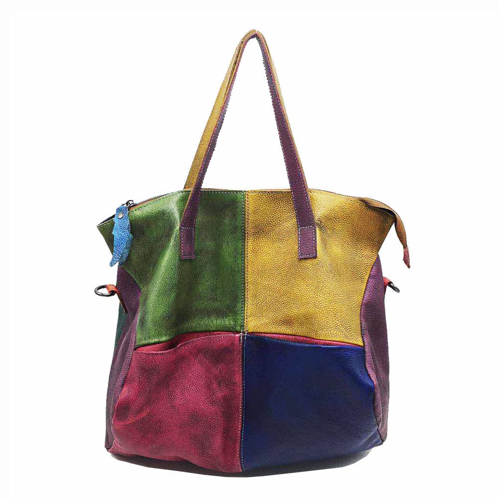 Genuine Leather Vintage contrasting tote cross-body bag thumbnail 3