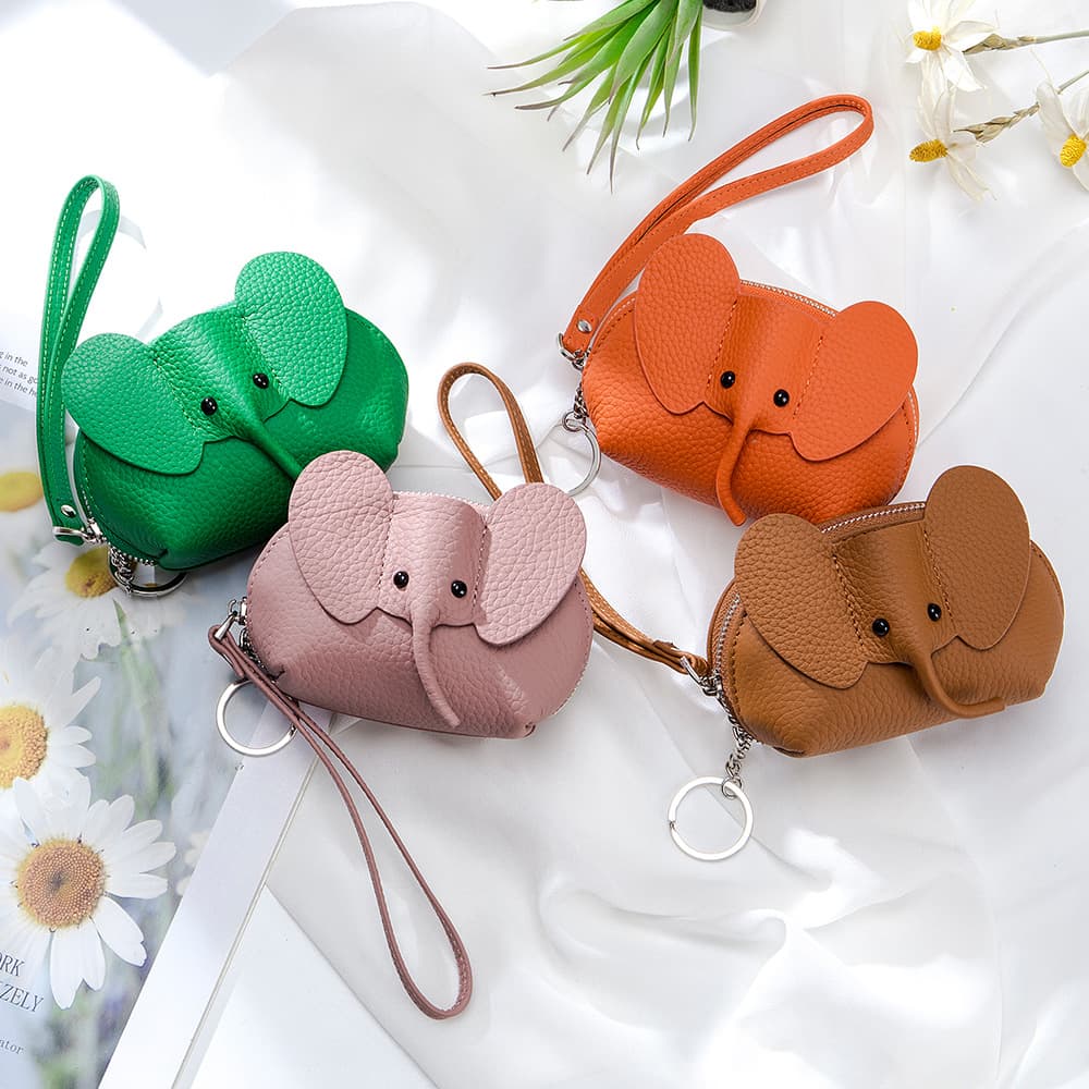 Genuine Leather Cartoon Elephant Mini Coin Purse Wallet thumbnail 7