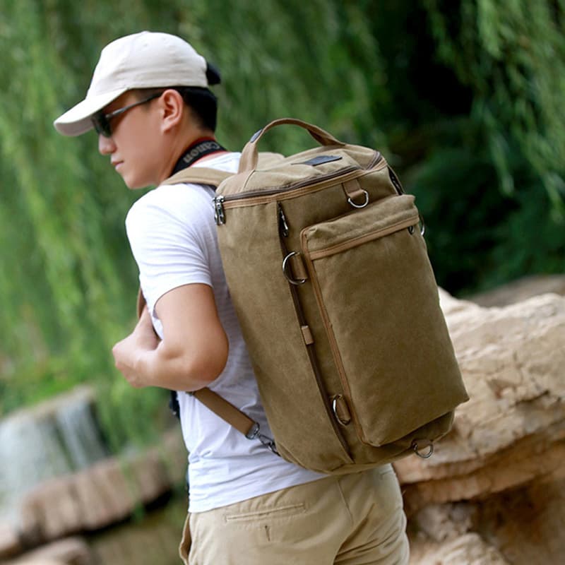 Oversized Heavy Duty Canvas Travel Duffel Backpack thumbnail 8