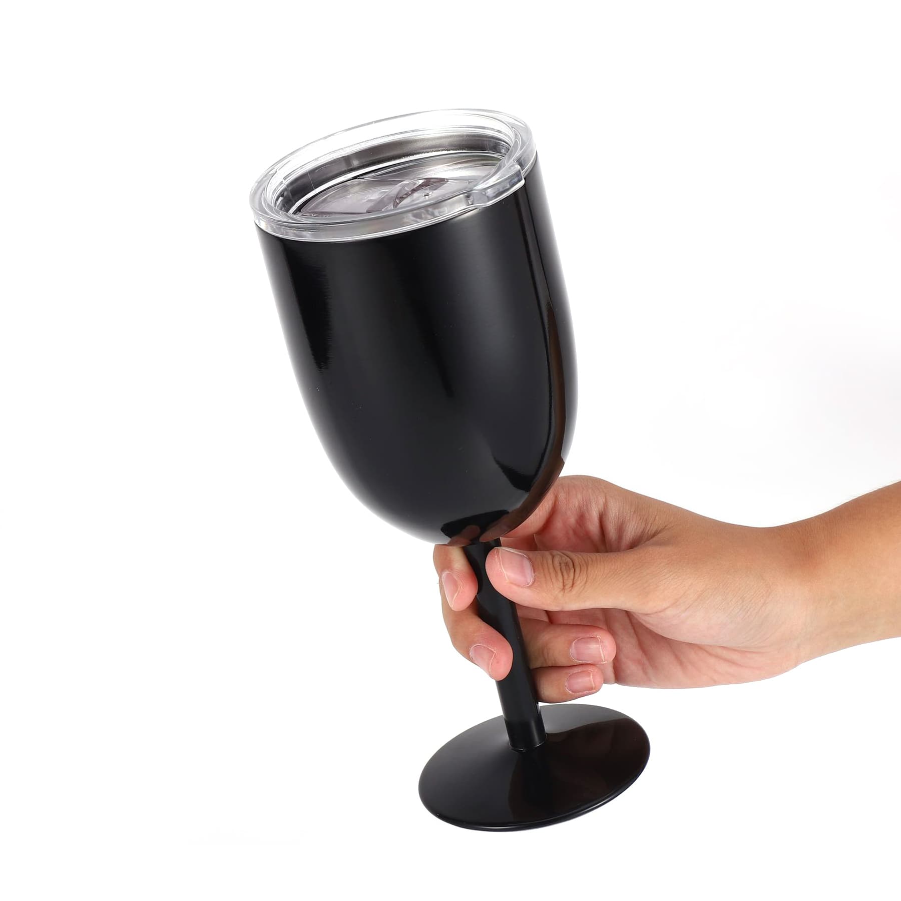 10Oz Stainless Steel Wine Goblet With Lid thumbnail 2