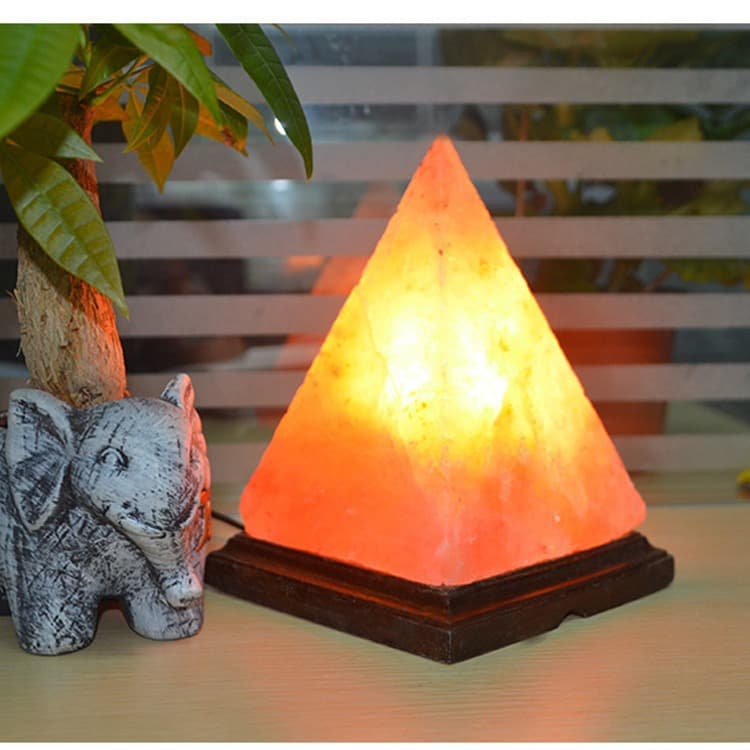 Pyramid Crystal Salt Lamp with Wood Base thumbnail 2