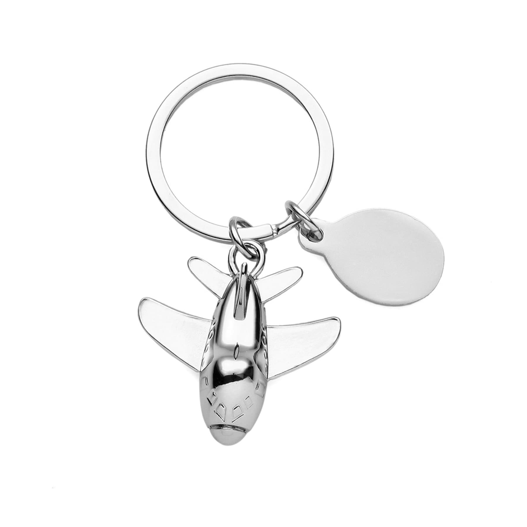 Fashion Polished Silver Airplane Shaped Keychain thumbnail 2