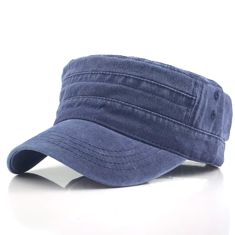 Washed Cotton Hat Distressed Cadet Cap Military Army Style thumbnail 4