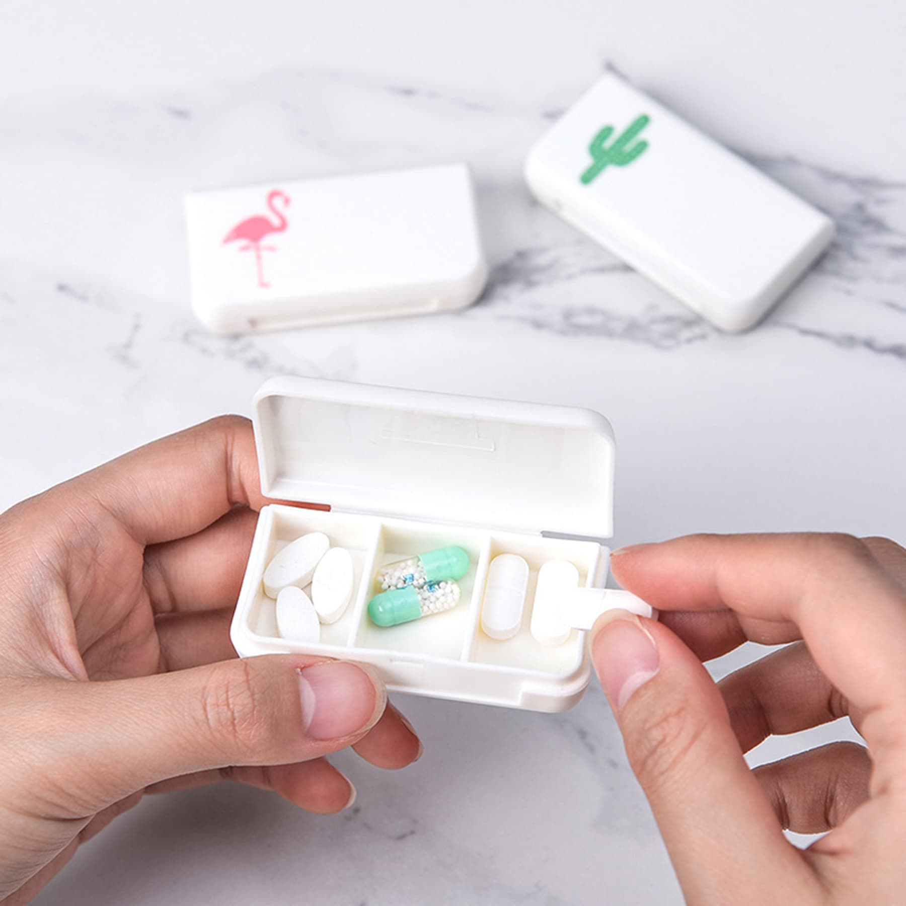 Rectangle 3 Compartment Pill Storage Box thumbnail 6