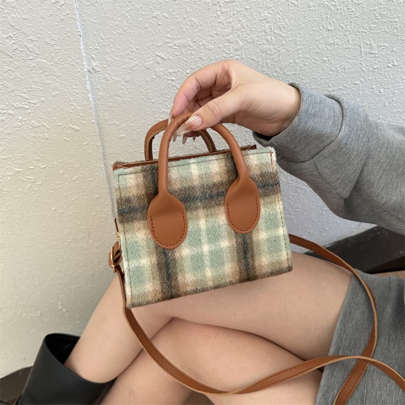 Canvas Small Checkered Cross-body Bag thumbnail 4