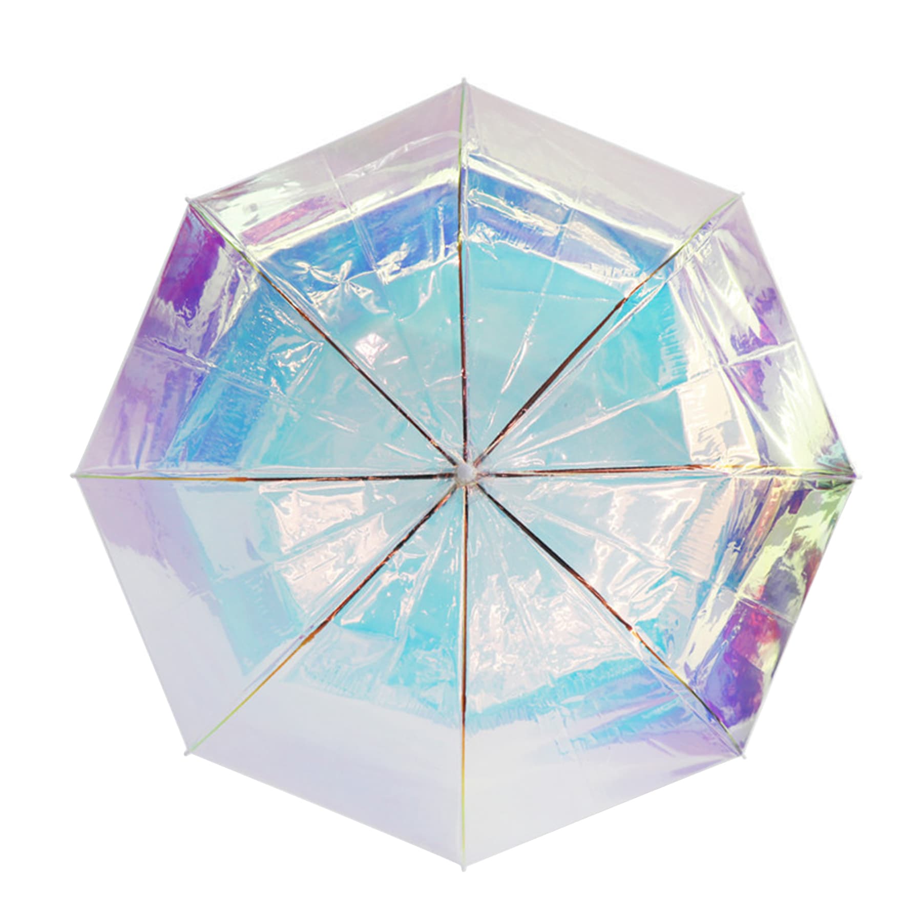 Holographic Iridescent Transparent Umbrella thumbnail 4