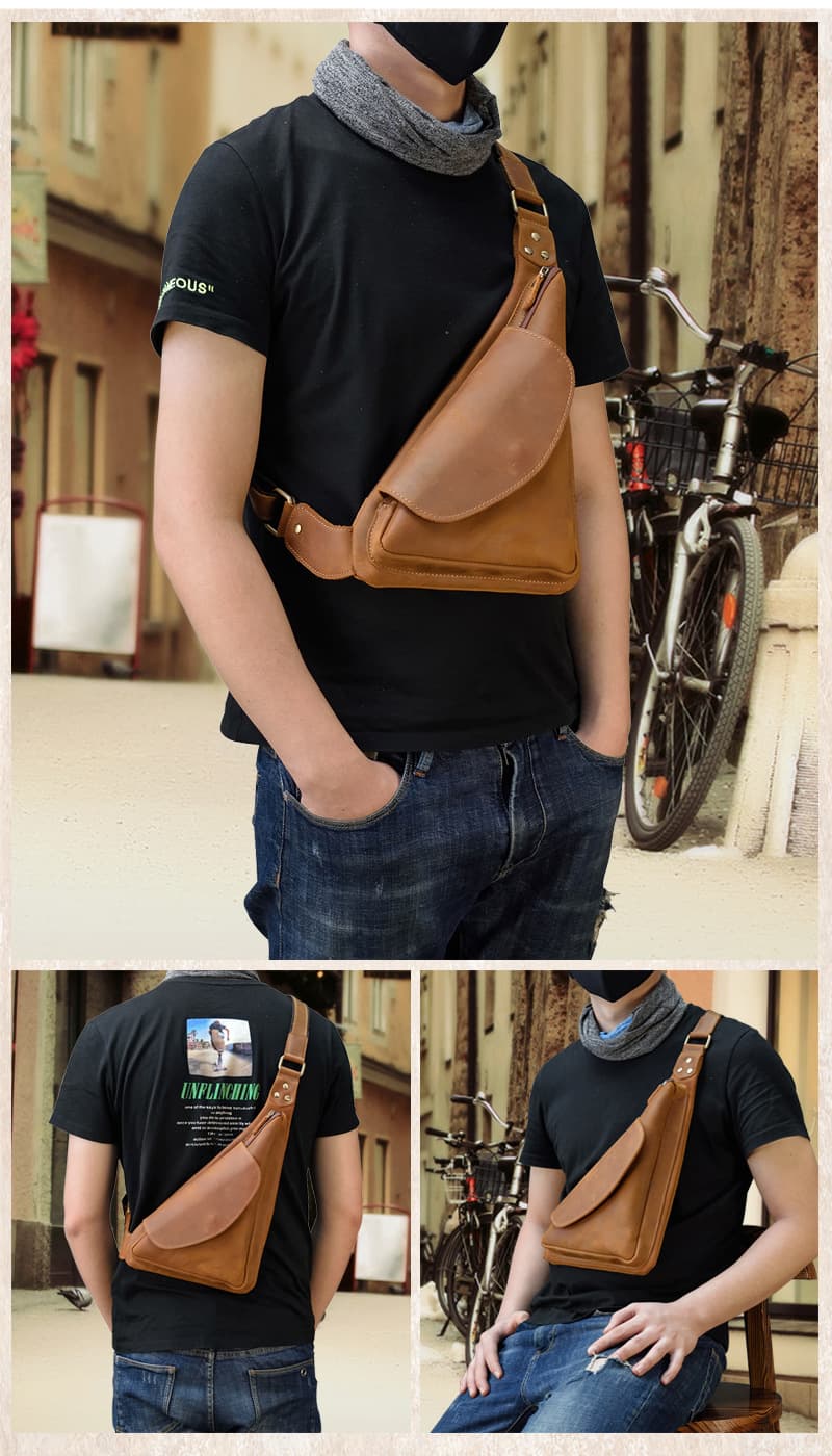 Genuine Leather Chest Retro Crossbody Bag thumbnail 4