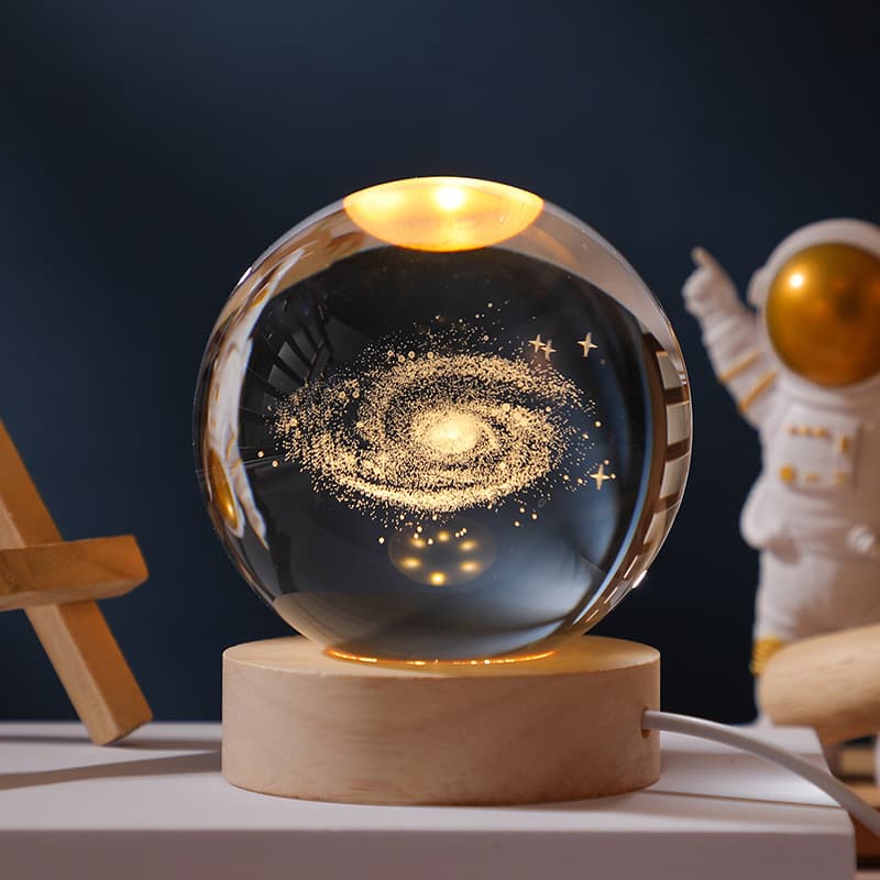 Wooden Luminous Base Crystal Ball Night Light Decoration thumbnail 2