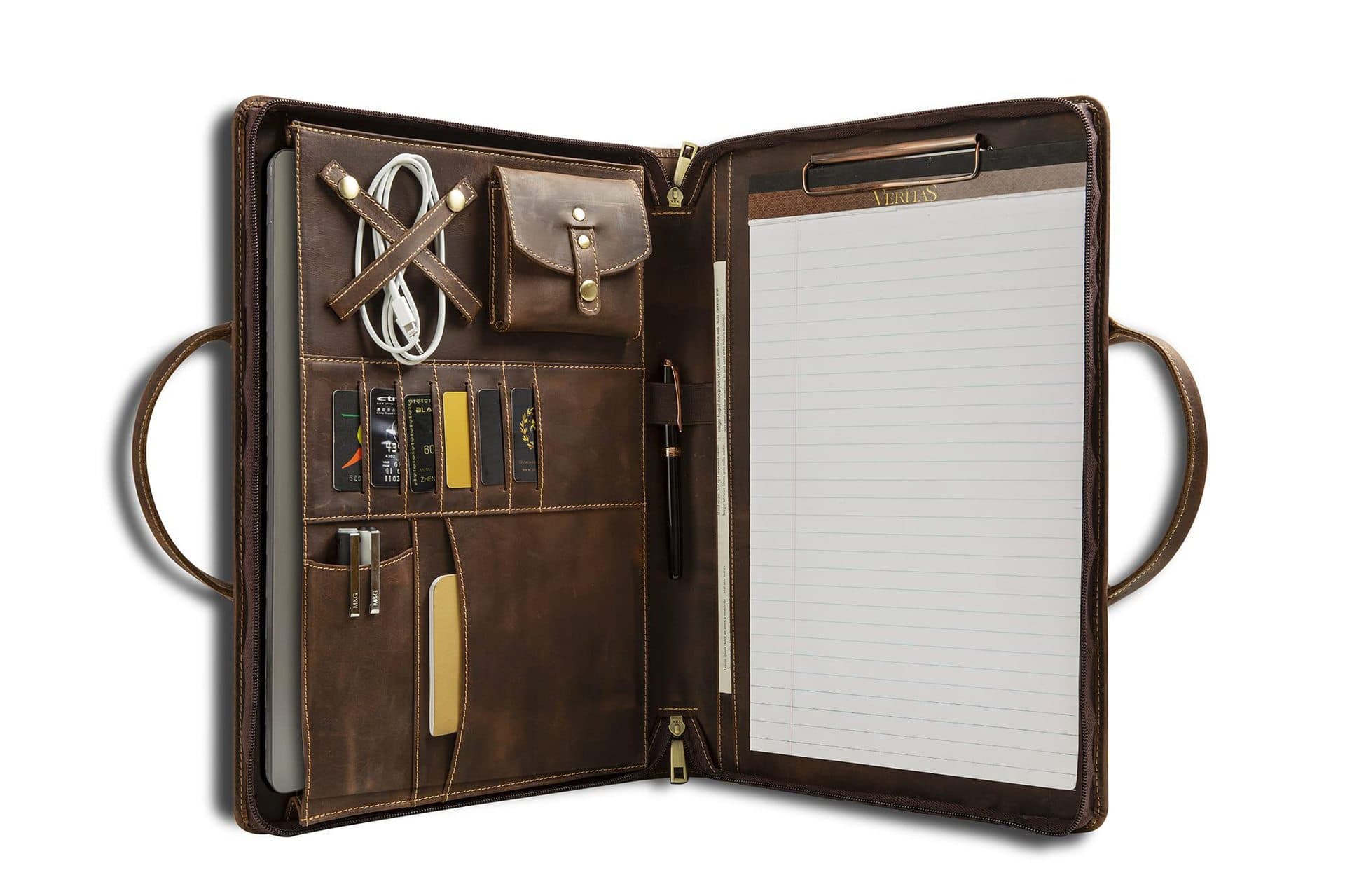 Personalized Genuine Leather Portfolio with Handle thumbnail 3