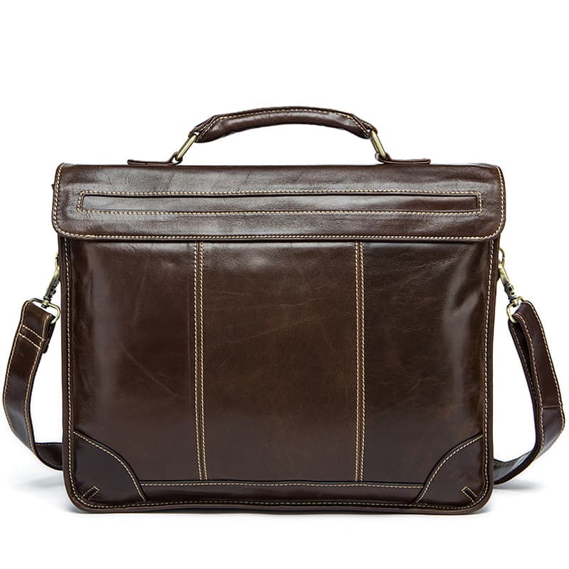 Genuine Leather Briefcase for Men 14 Inch Laptop Messenger thumbnail 2