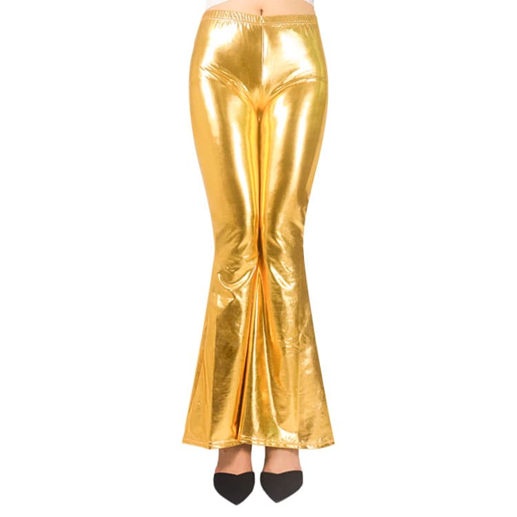 High Waist PU Leather Bell Bottom Pants for Women thumbnail 7