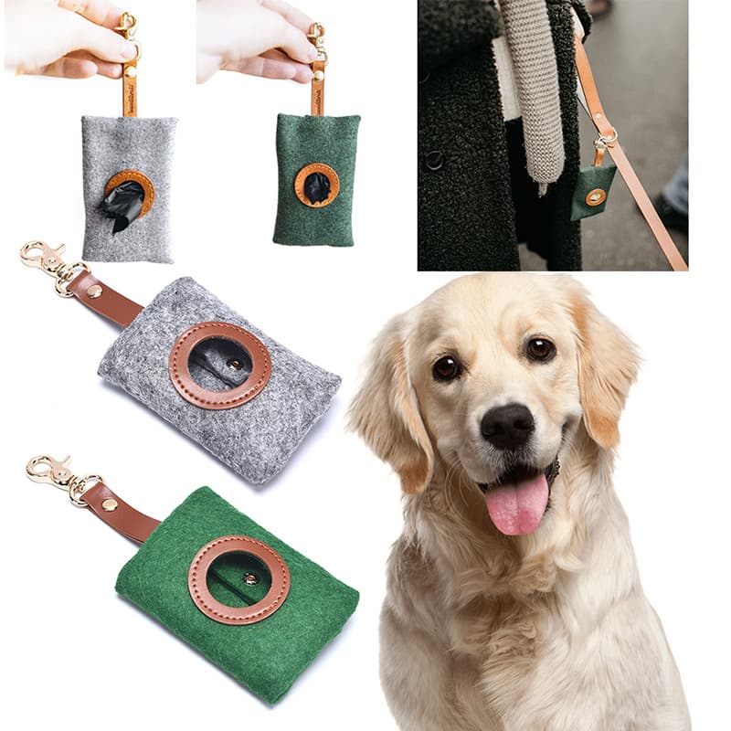 Felt Waste Bags Holder Dispenser With Poop