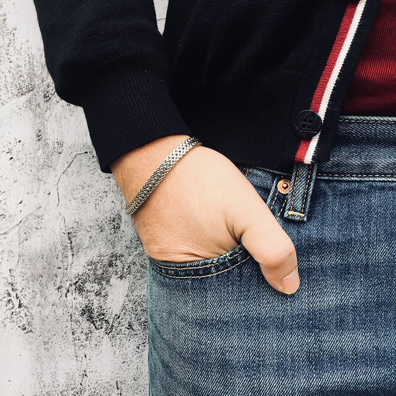 Men’S Stainless Steel Double Franco Chain Bracelet thumbnail 6