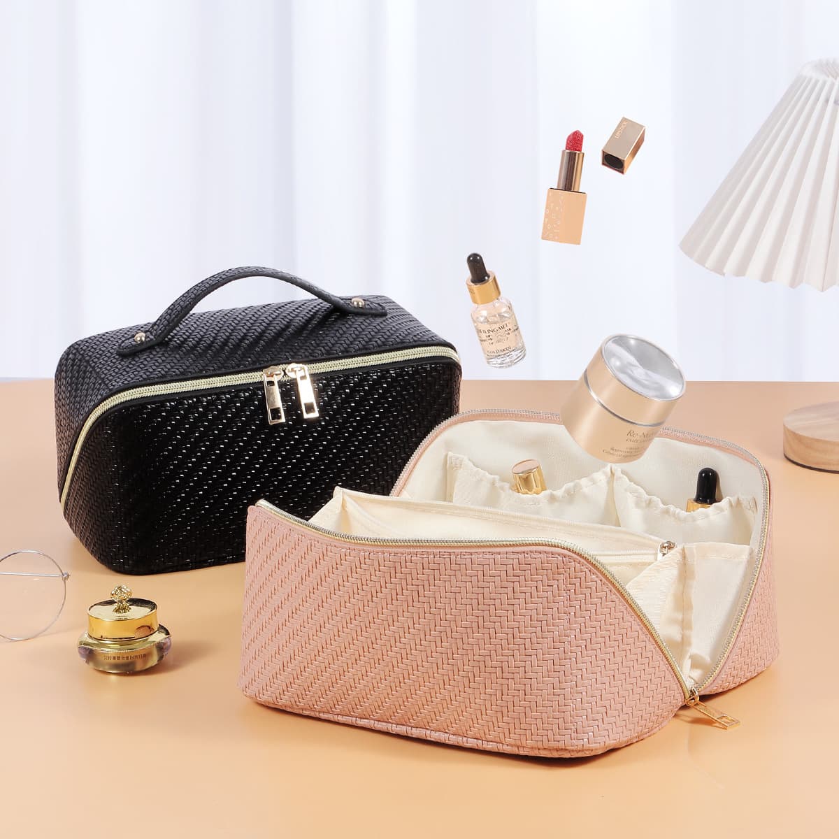 Makeup Bag, Pu Leather Waterproof Women Portable thumbnail 4